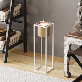Aberto Design Maceta Decorativa GED-023-C Blanco y Dorado